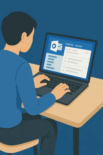 illustration of someone using microsoft outlook on their laptop