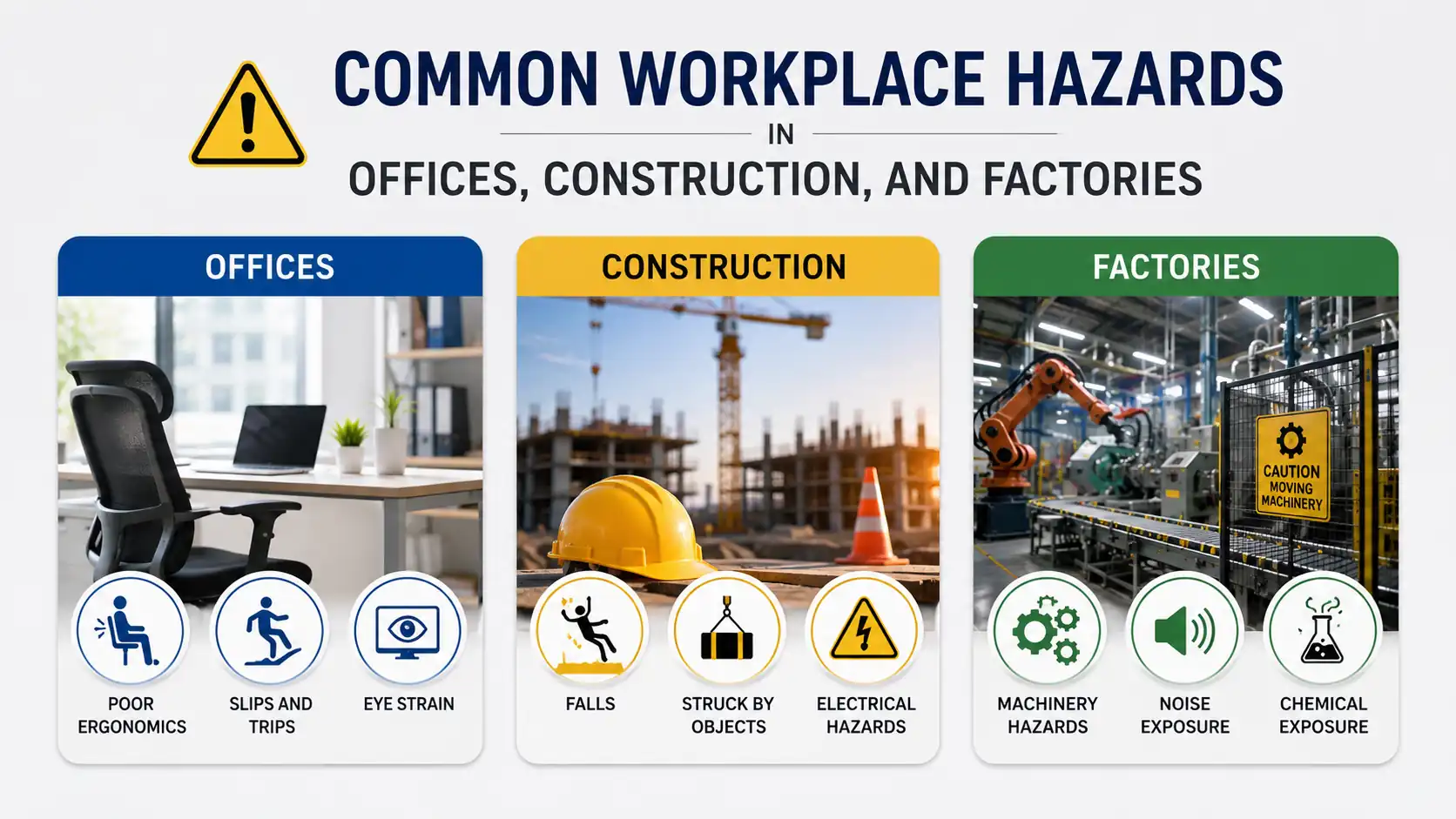 Common Workplace Hazards in Offices, Construction, and Factories - Educourse