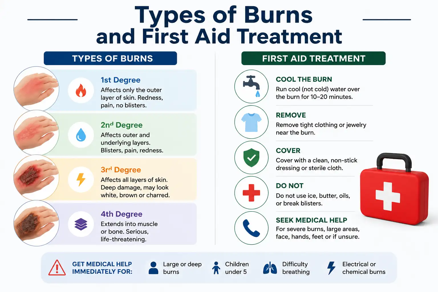 Types of Burns and First Aid Treatment - Educourse