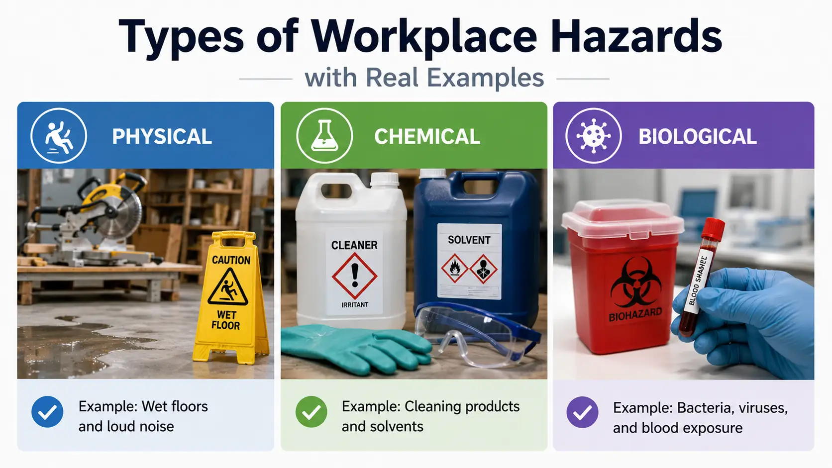 Types of Workplace Hazards with Real Examples (Physical, Chemical, Biological) - Educourse