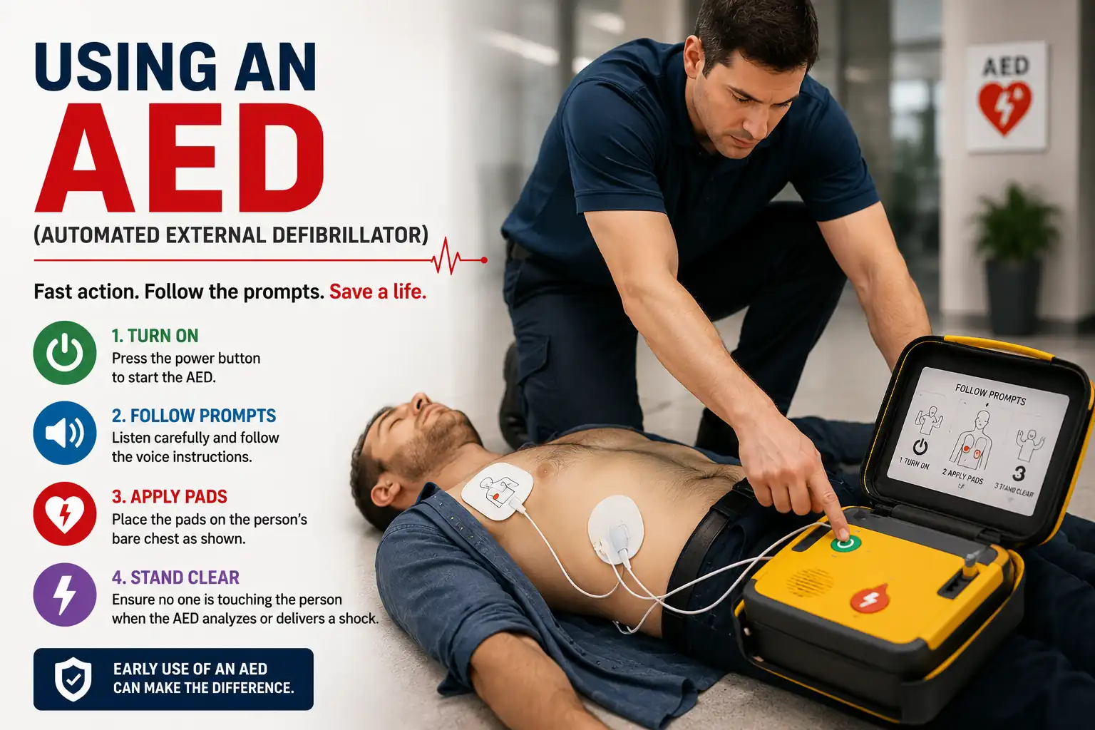 Using an AED (Automated External Defibrillator) - Educourse
