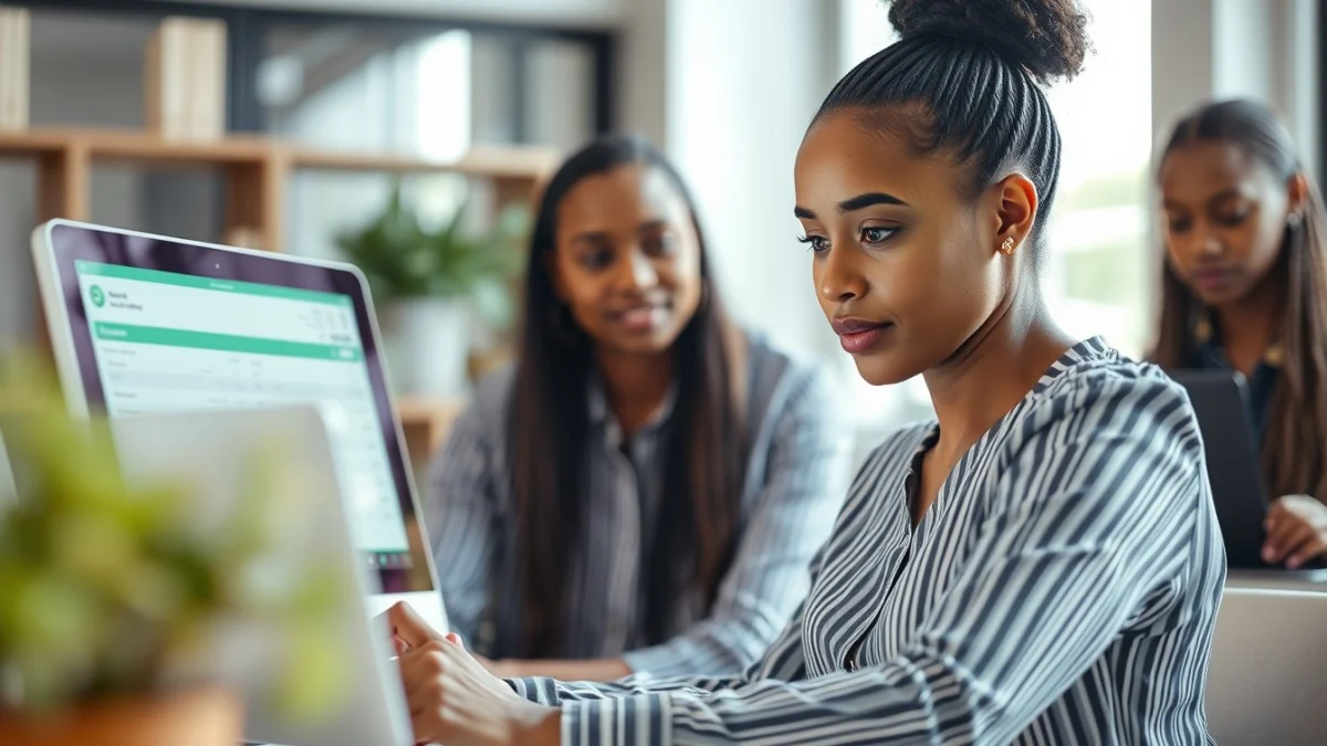 Person learning advancing in finance and accounting roles in a modern educational setting