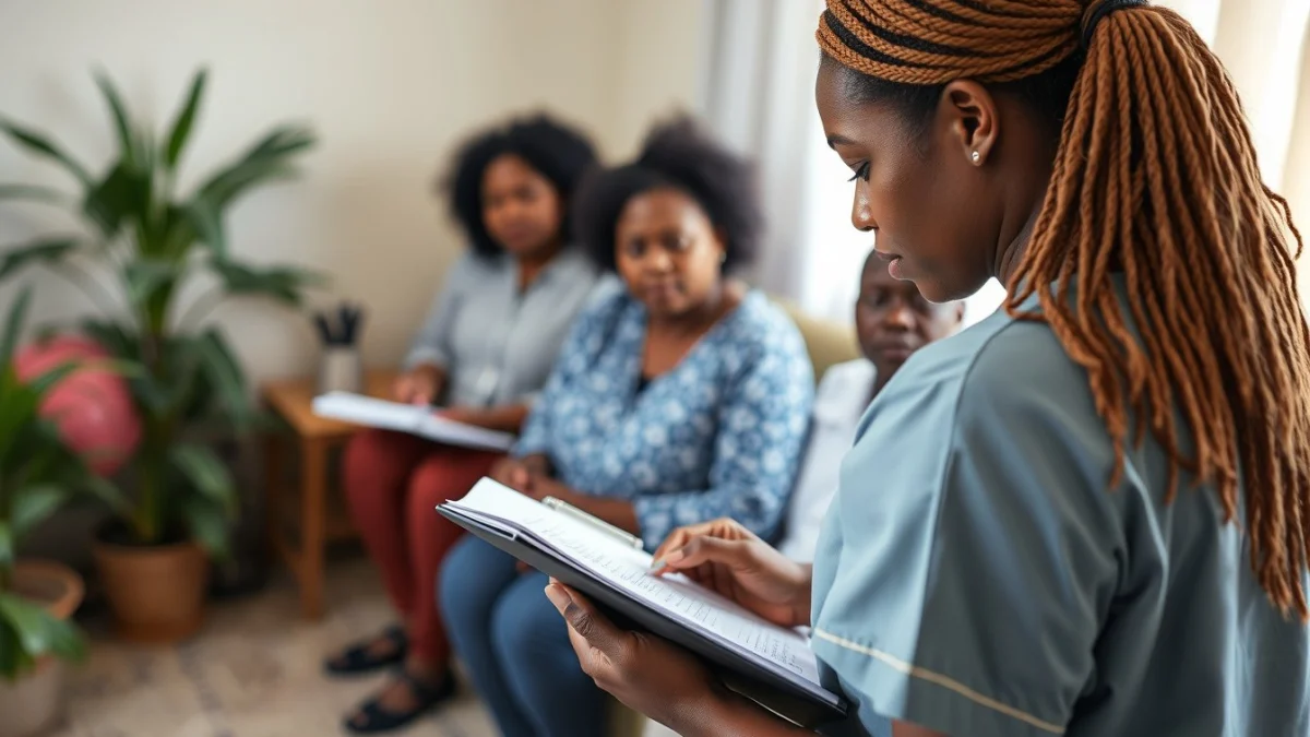 Learner studying caregiving skills in a professional training environment