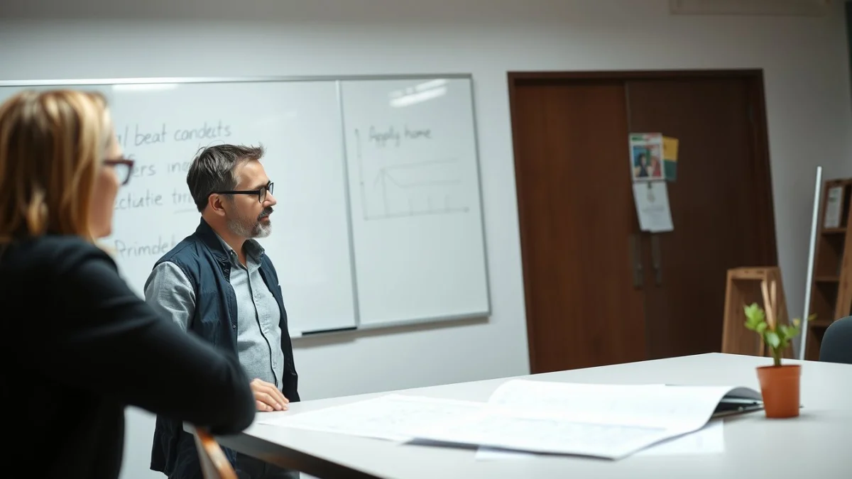 Person learning artificial intelligence skills on a laptop in a modern workspace