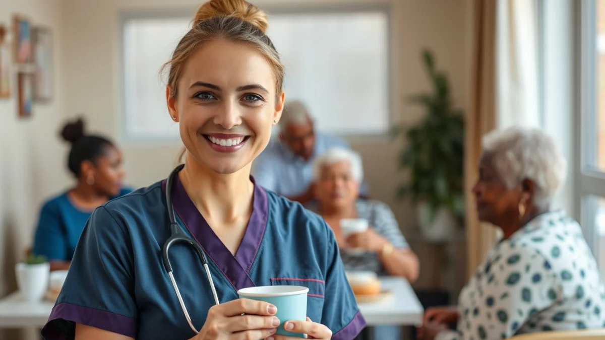 Learner studying caregiving skills in a professional training environment