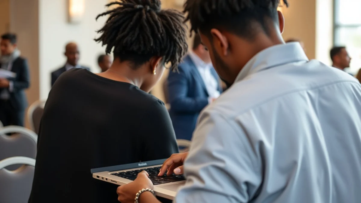 Person learning artificial intelligence skills on a laptop in a modern workspace