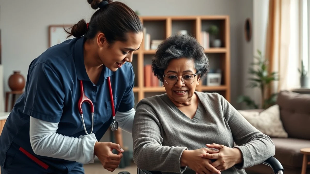 Learner studying caregiving skills in a professional training environment