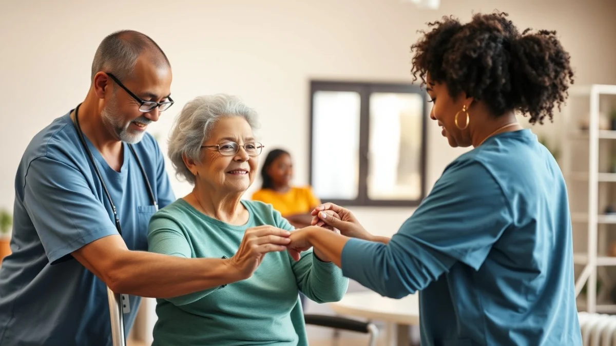 Learner studying caregiving skills in a professional training environment