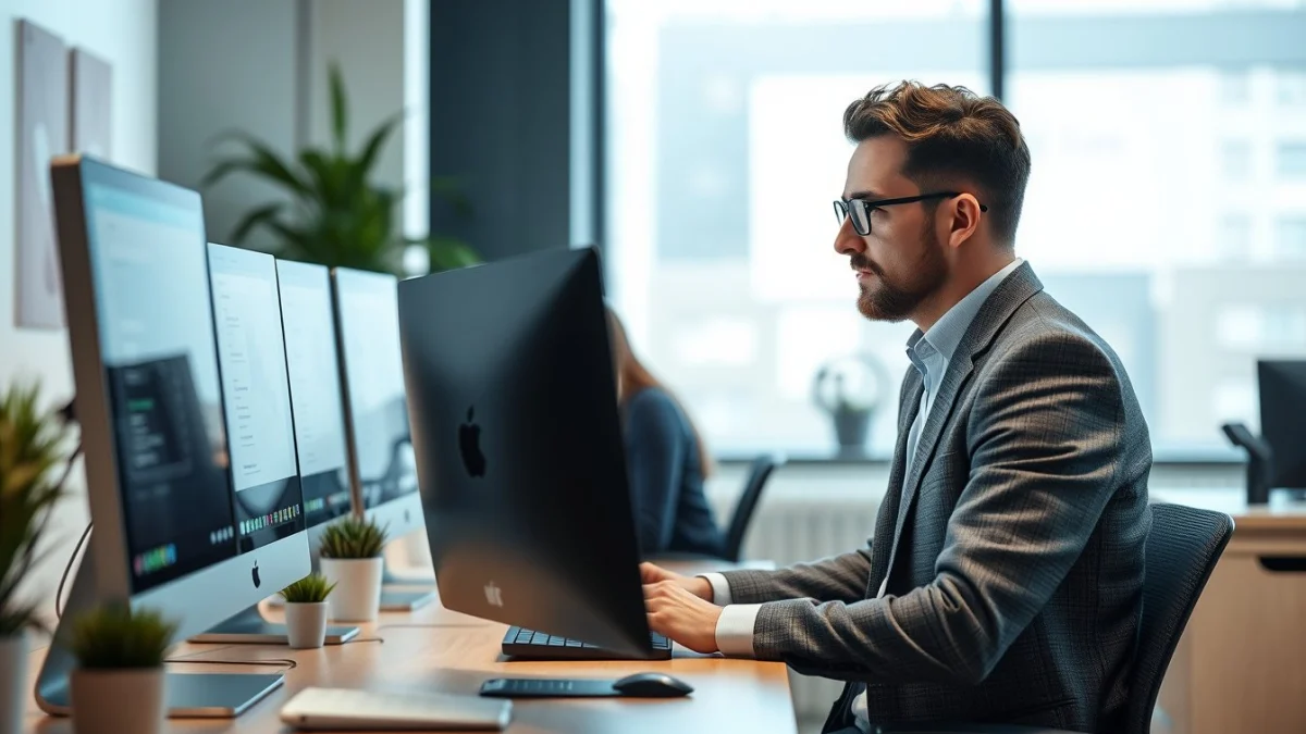 Person learning basic computer skills needed for office administration jobs in a modern educational setting