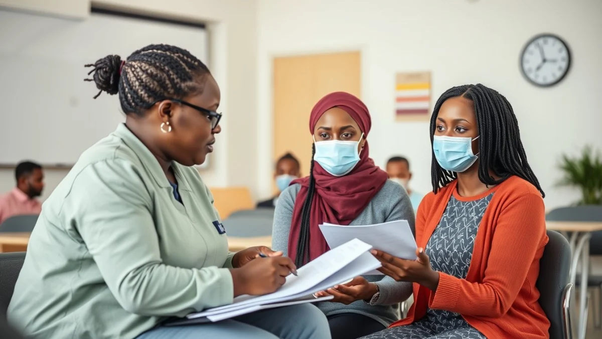 Learner studying caregiving skills in a professional training environment