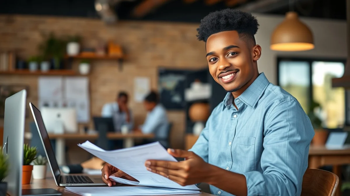 Person learning artificial intelligence skills on a laptop in a modern workspace