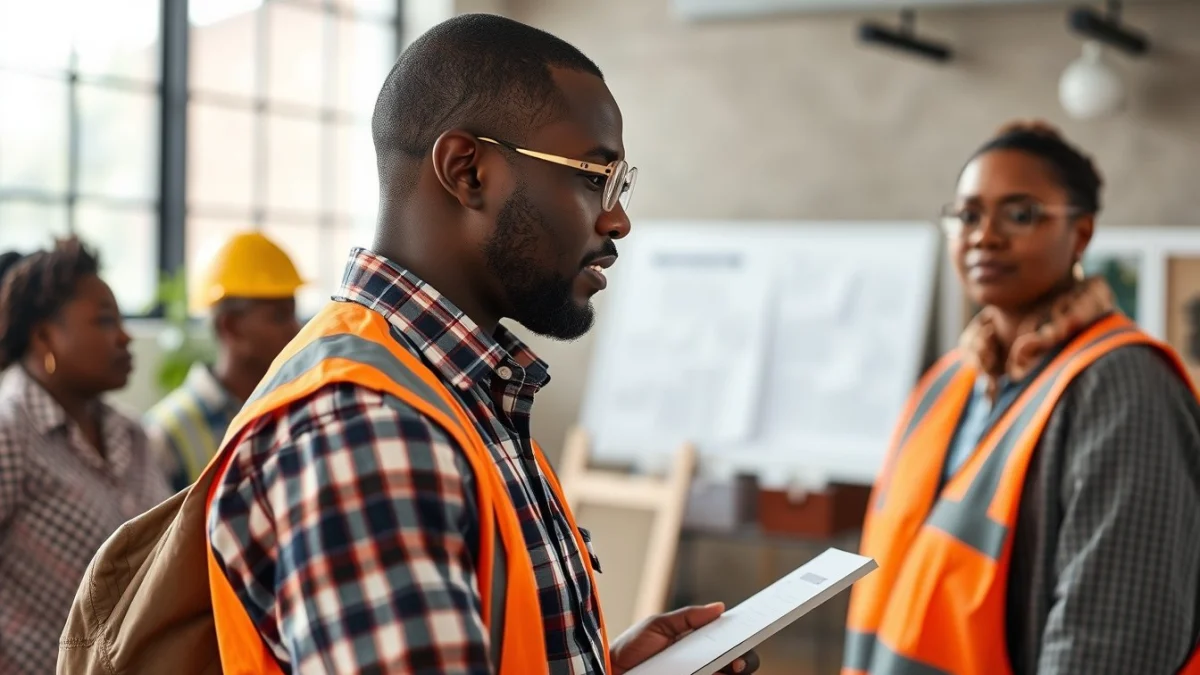 Person learning basic terminology and concepts in quantity surveying in a modern educational setting