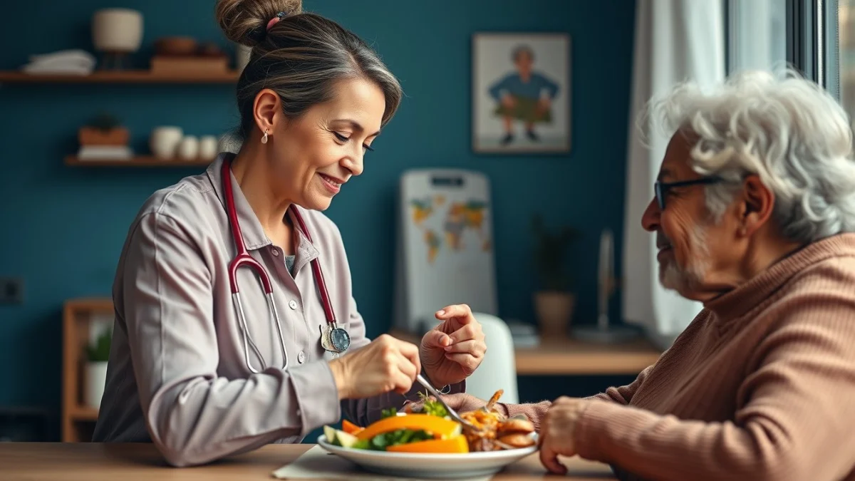 Learner studying caregiving skills in a professional training environment