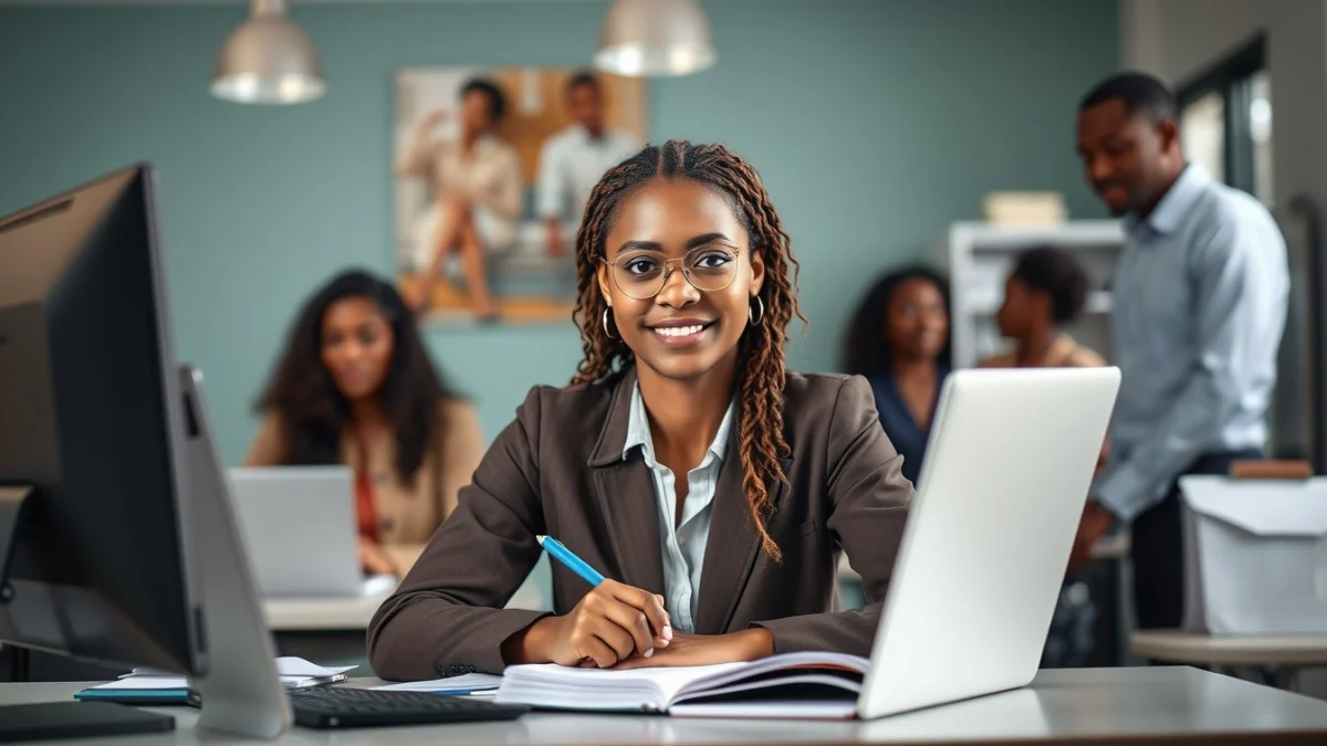 Professional learning office and administrative skills in a modern workspace