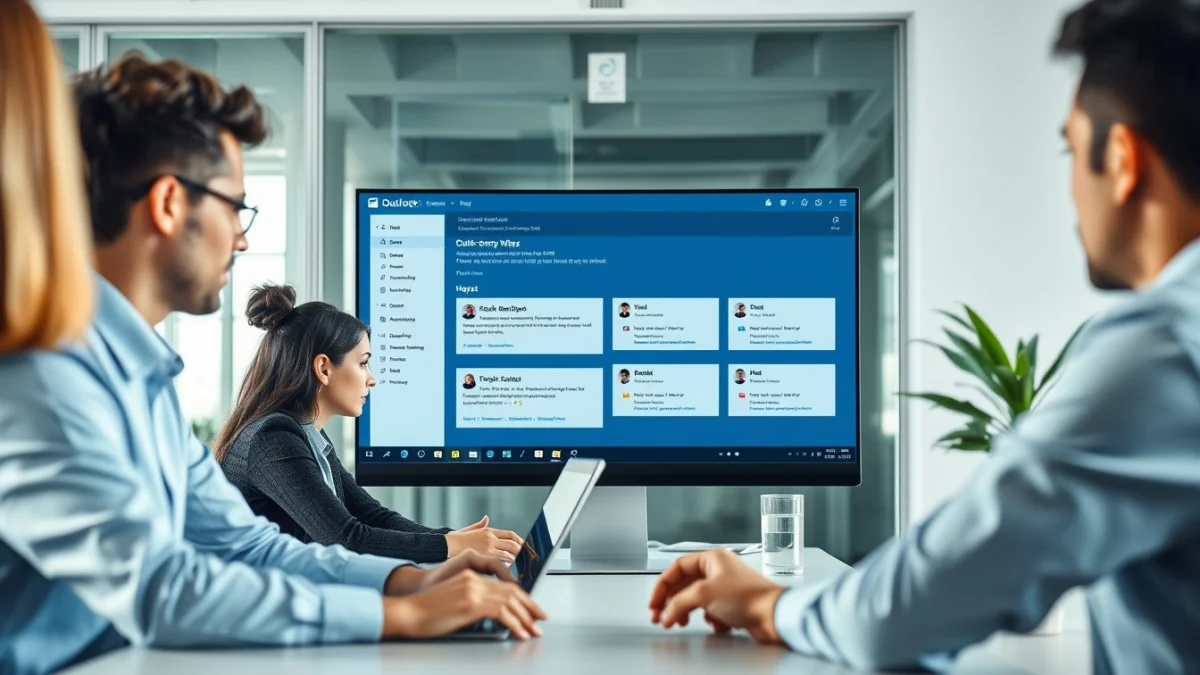 Person learning sending and receiving emails in outlook in a modern educational setting