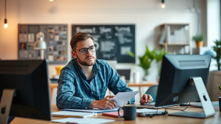 Person learning business skills in a clean modern workspace
