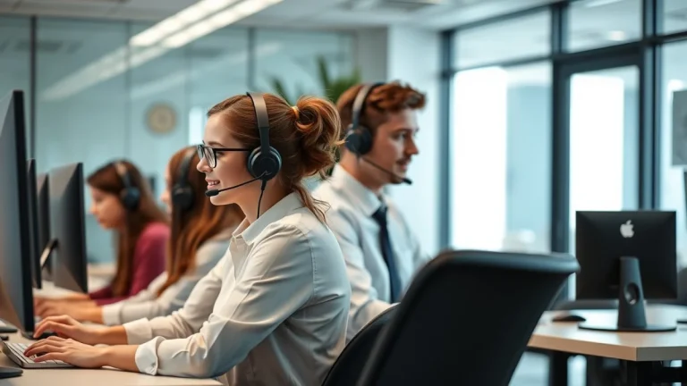 Person learning communication skills for call centre agents in a modern educational setting