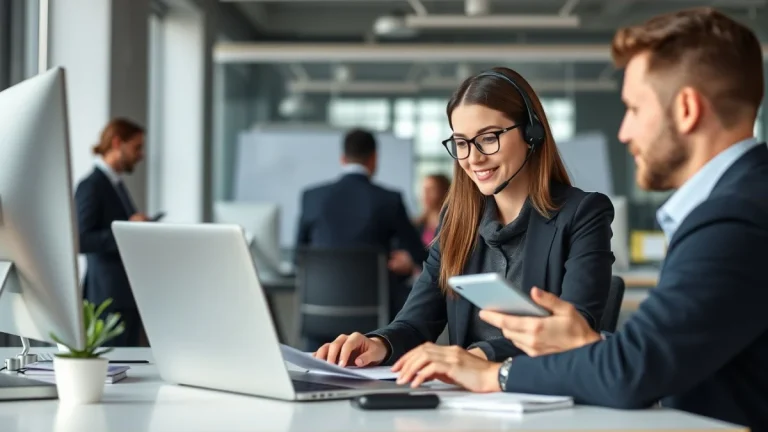 Person learning business skills in a clean modern workspace