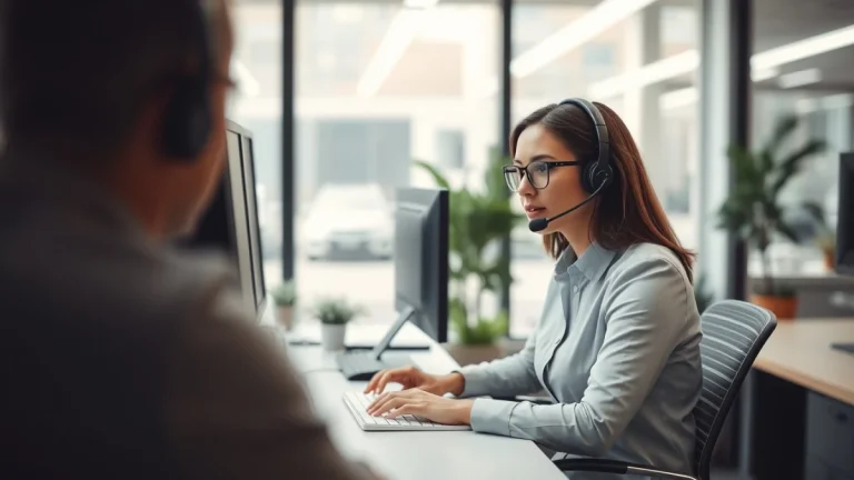 Person learning sales techniques for call centre agents in a modern educational setting