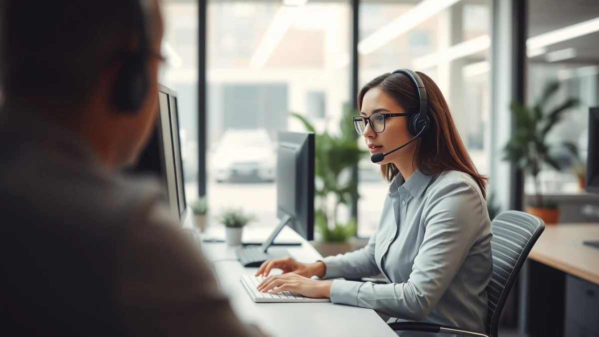 Person learning sales techniques for call centre agents in a modern educational setting