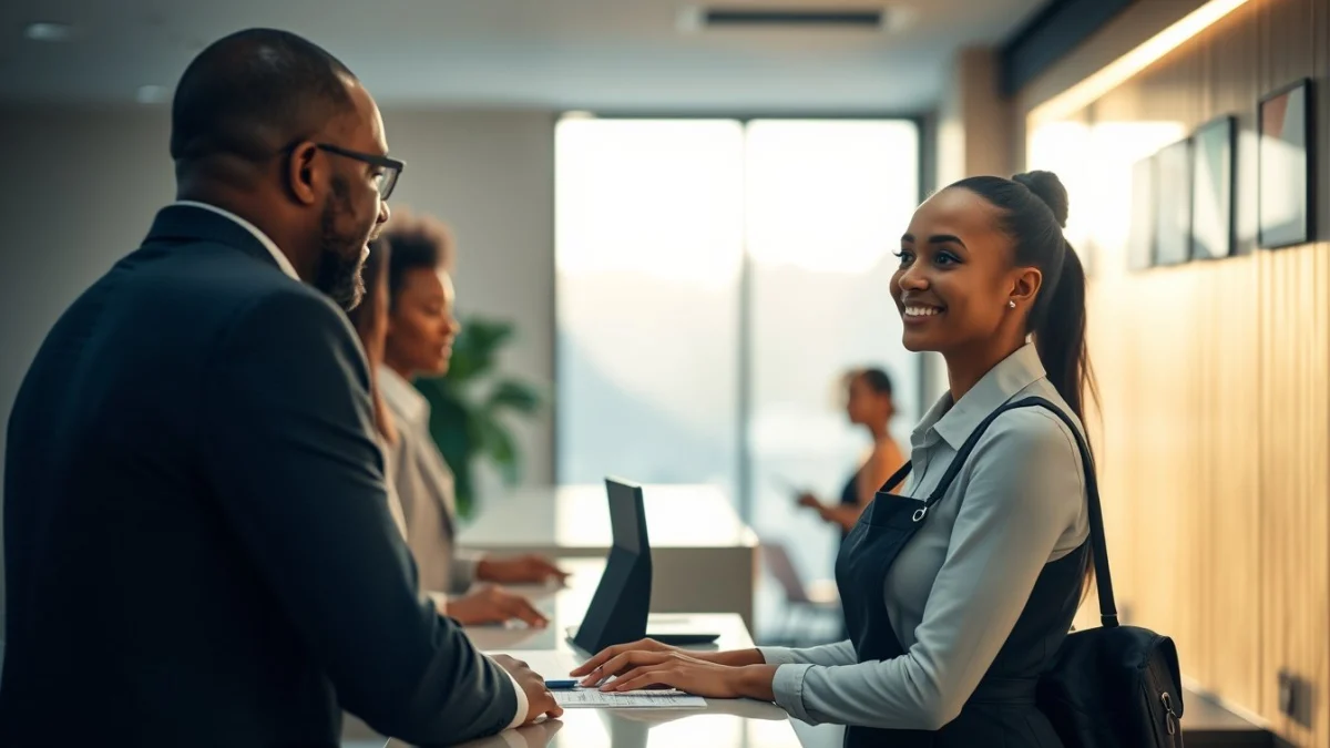 Person learning building a career path in hospitality guest services in a modern educational setting