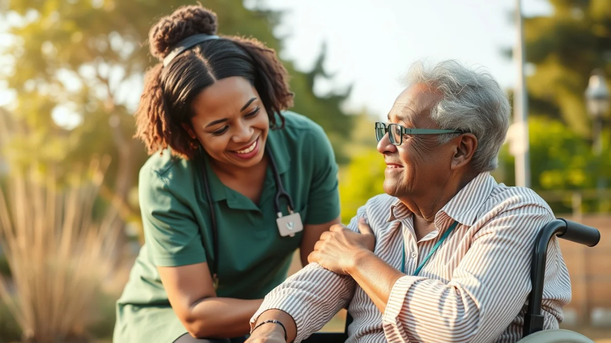 Learner studying caregiving skills in a professional training environment