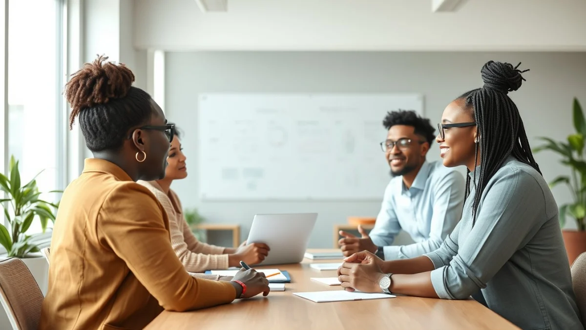 Person learning building rapport with customers in a modern educational setting