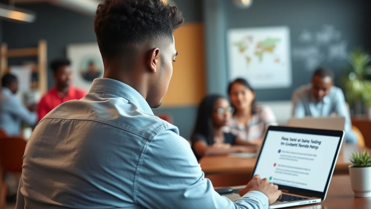 Person learning building sponsored content partnerships in a modern educational setting