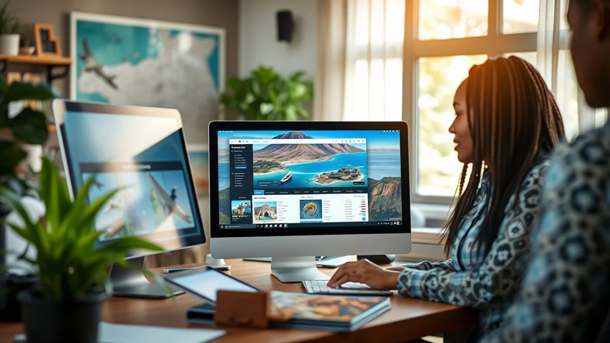 Person learning artificial intelligence skills on a laptop in a modern workspace