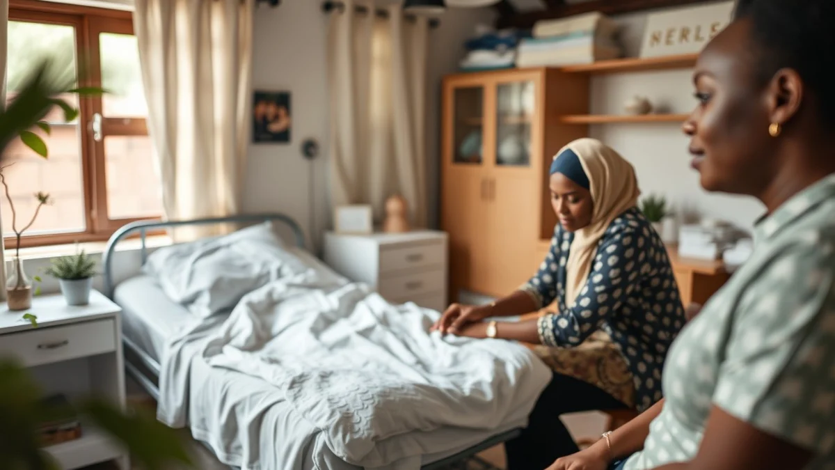 Learner studying caregiving skills in a professional training environment