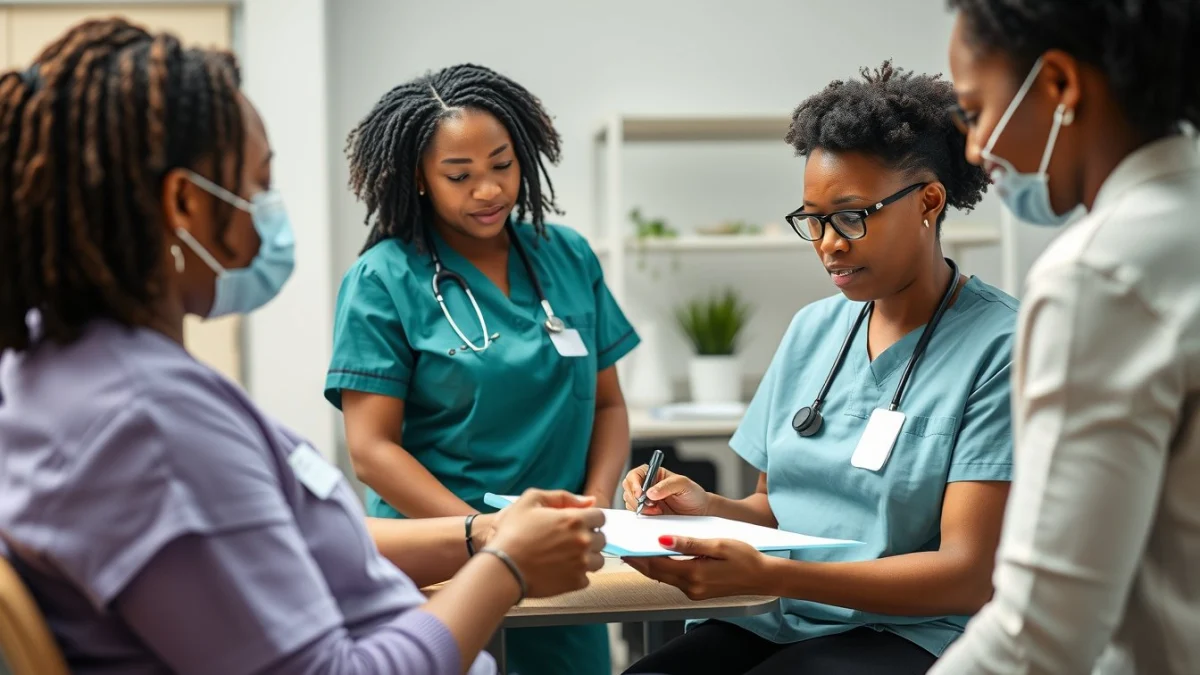 Learner studying caregiving skills in a professional training environment