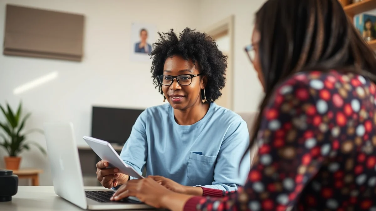 Learner studying caregiving skills in a professional training environment
