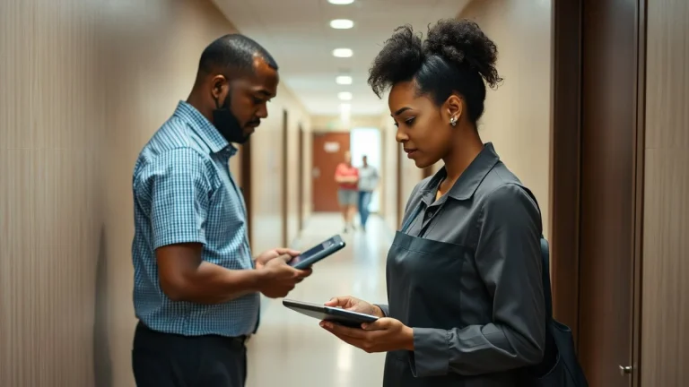 Person learning career opportunities in guest services in a modern educational setting