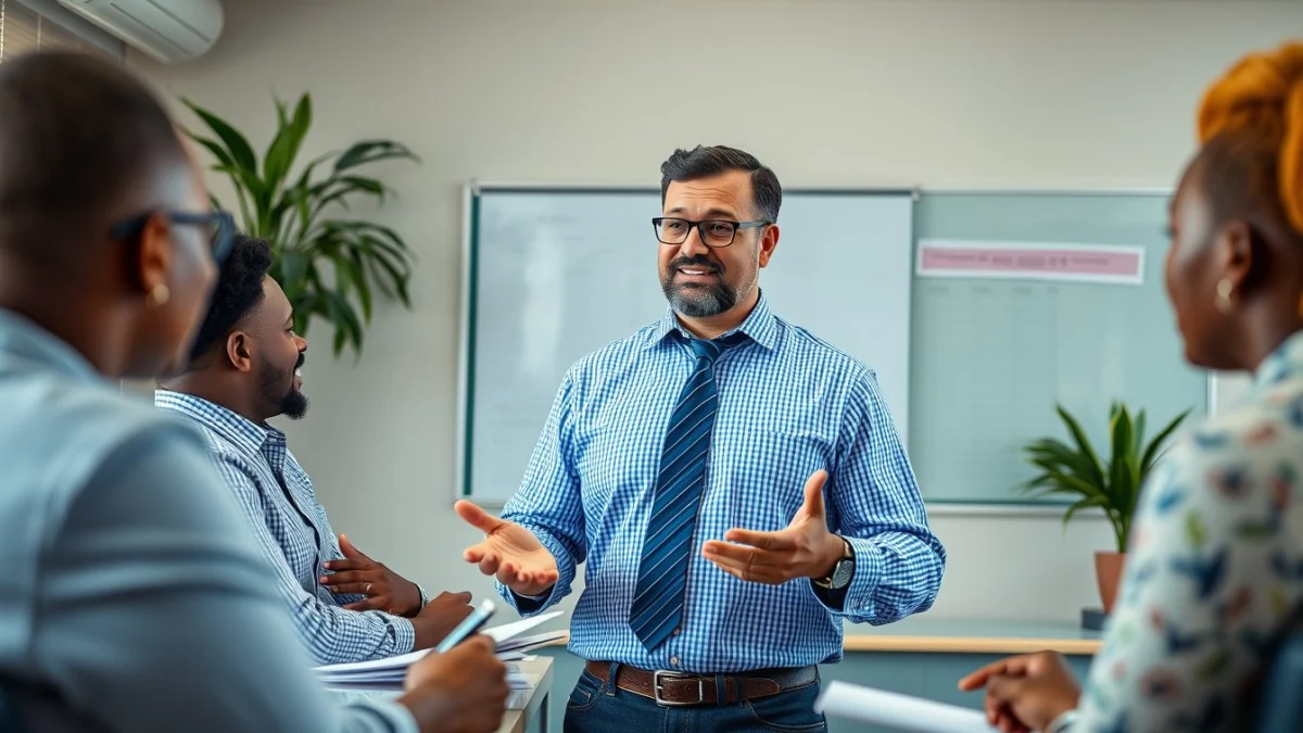 Person learning business skills in a clean modern workspace