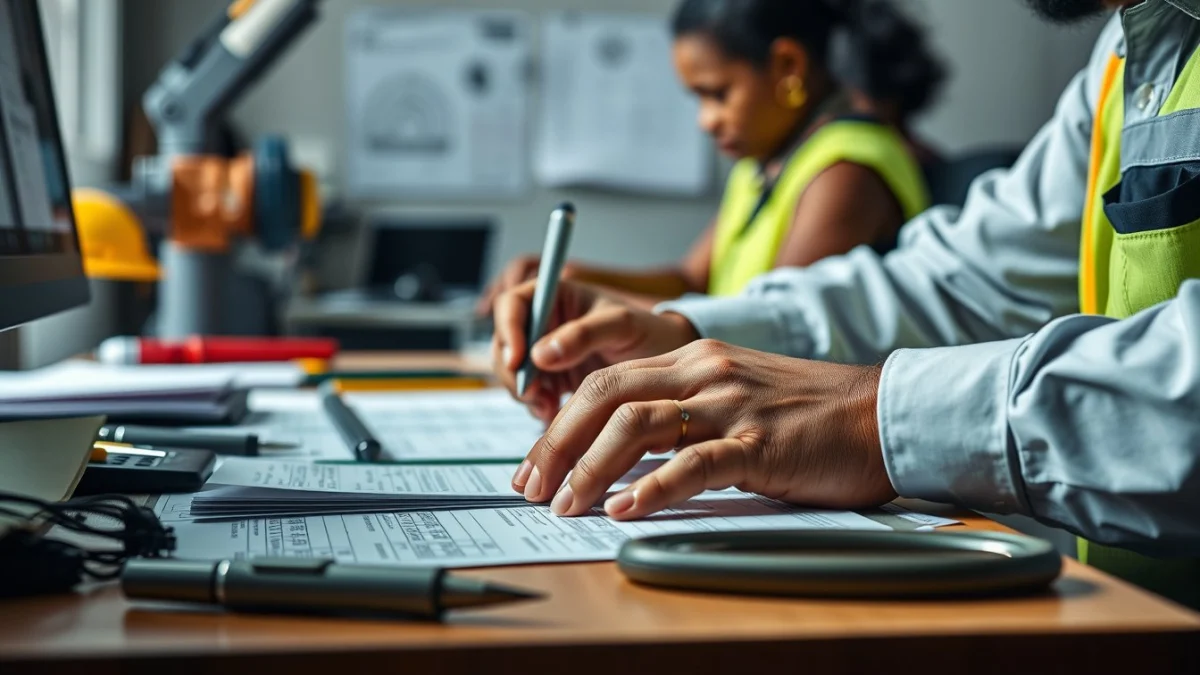 Person learning artificial intelligence skills on a laptop in a modern workspace