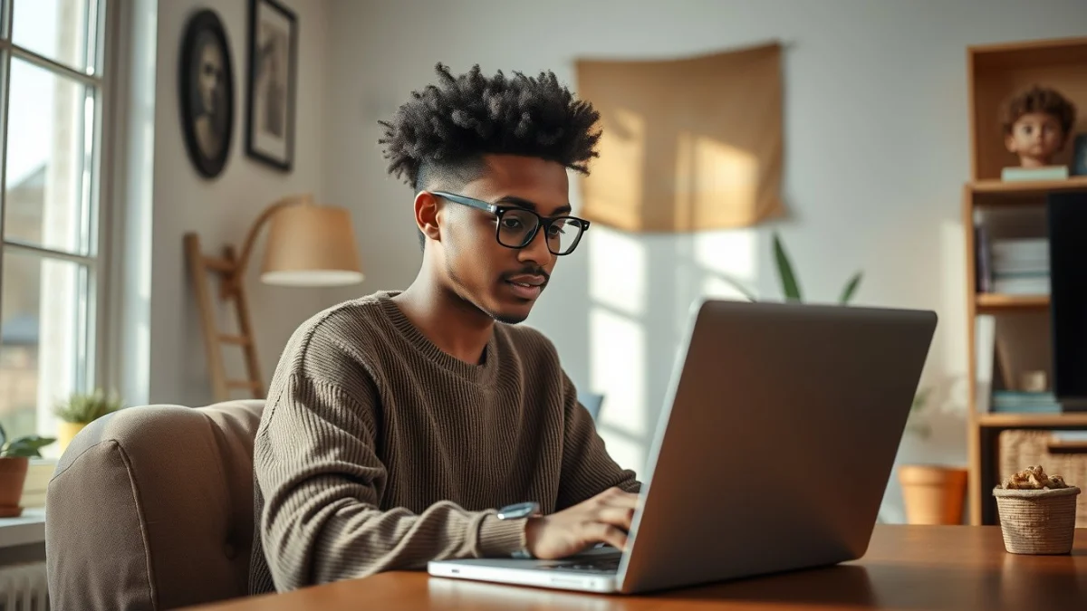 Person learning choosing a freelancing niche and services in a modern educational setting