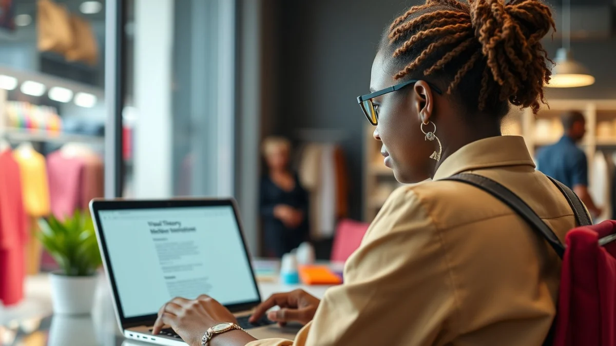 Person learning artificial intelligence skills on a laptop in a modern workspace