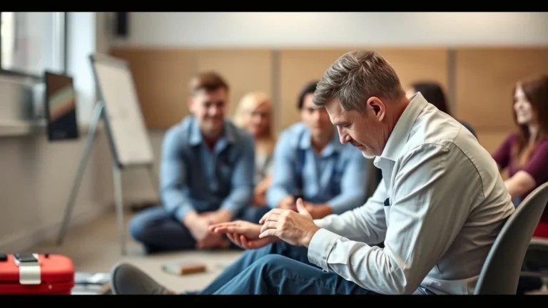 Person learning first aid skills in a practical training setting