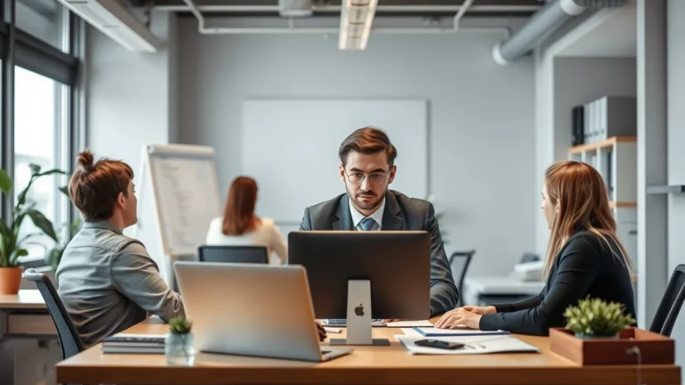 Person learning business skills in a clean modern workspace