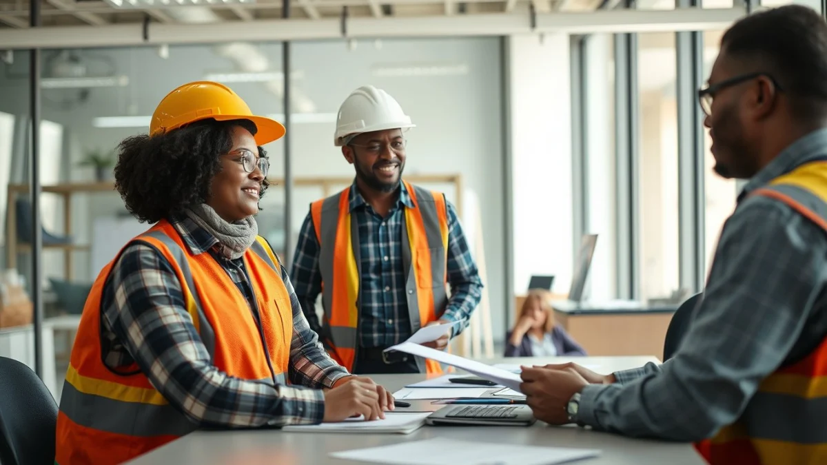Person learning communication procedures with site teams in a modern educational setting