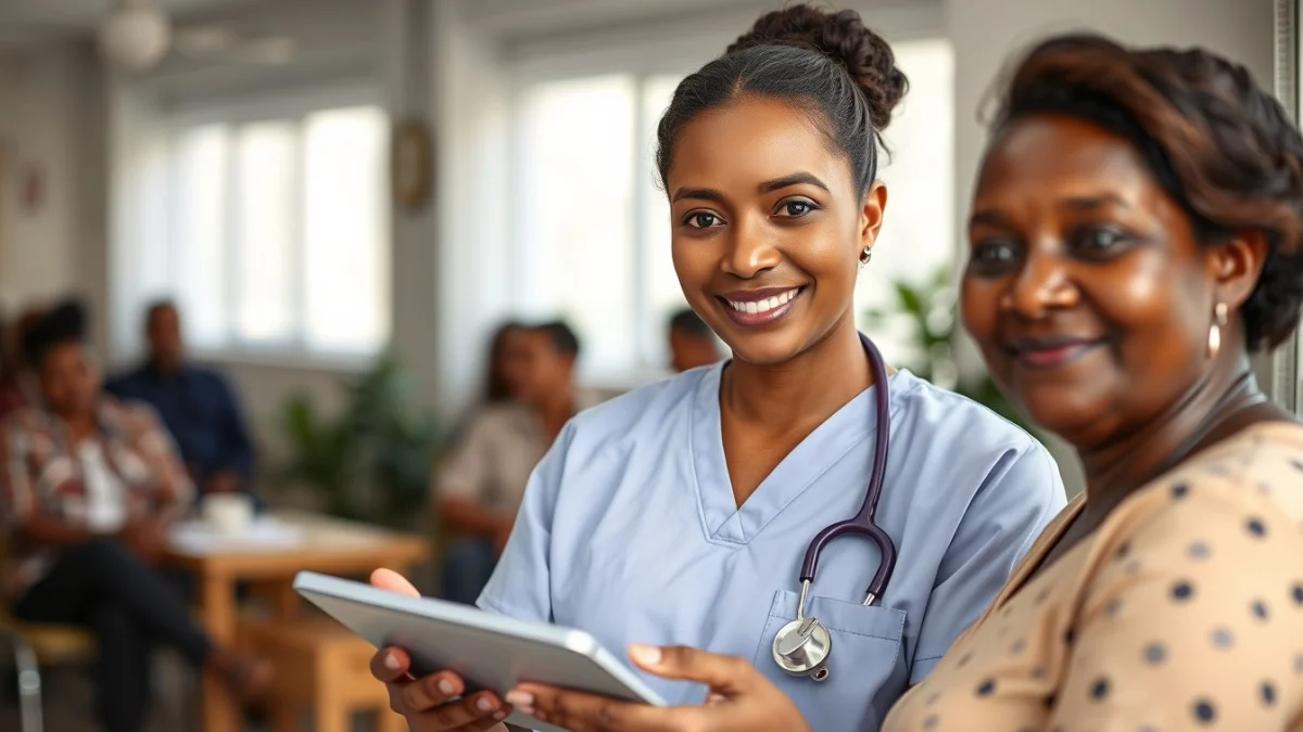 Learner studying caregiving skills in a professional training environment