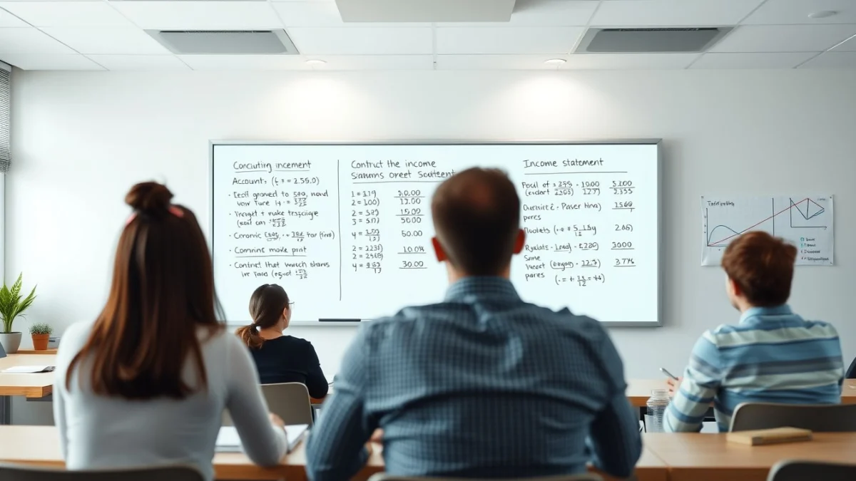Person learning constructing the income statement in a modern educational setting