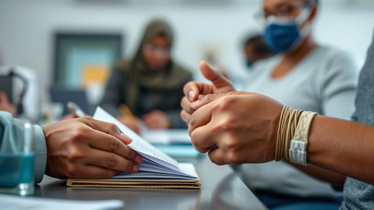 Learner studying caregiving skills in a professional training environment