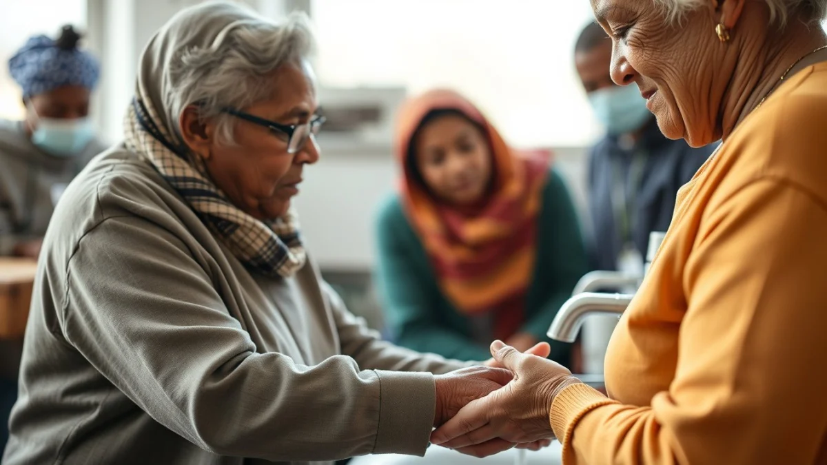 Learner studying caregiving skills in a professional training environment
