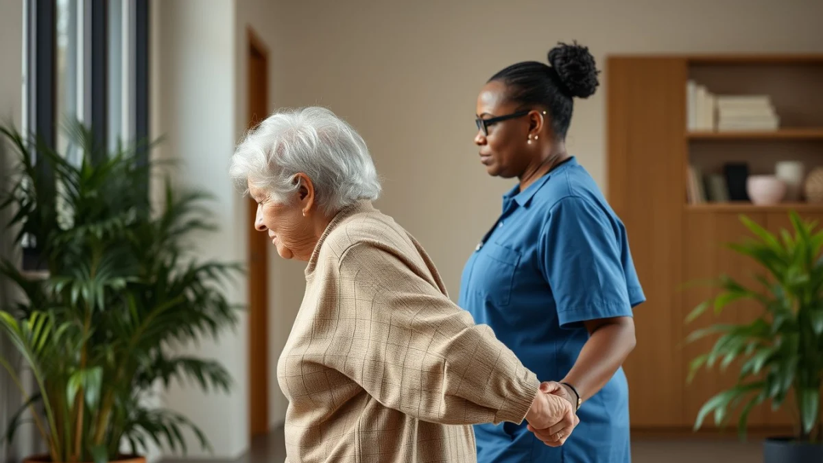 Learner studying caregiving skills in a professional training environment