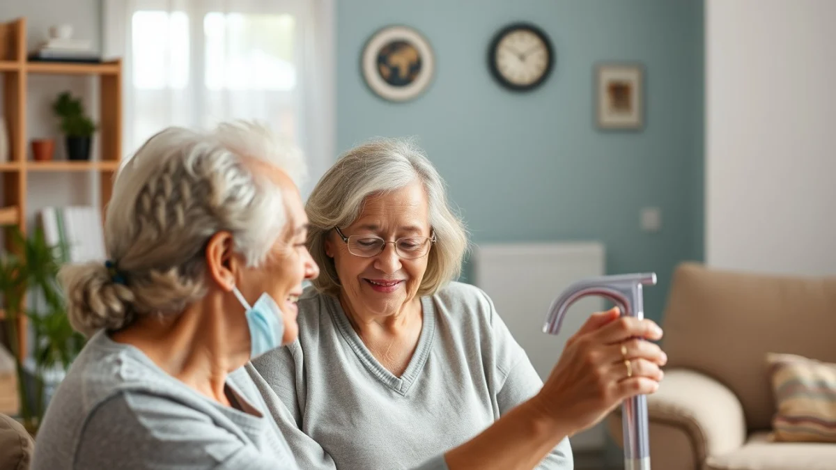 Learner studying caregiving skills in a professional training environment
