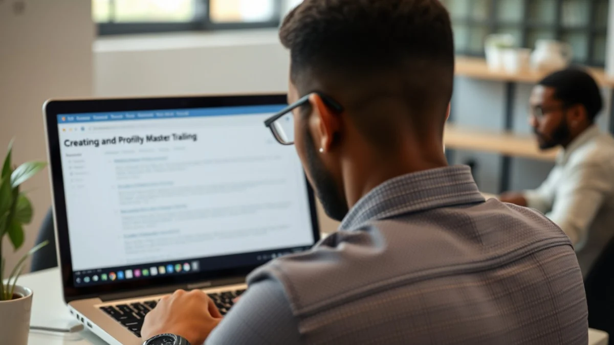Person learning artificial intelligence skills on a laptop in a modern workspace