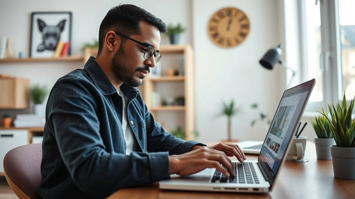 Person learning creating basic marketing reports in a modern educational setting