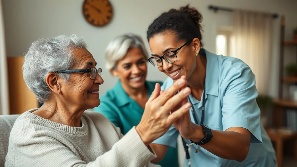 Learner studying caregiving skills in a professional training environment