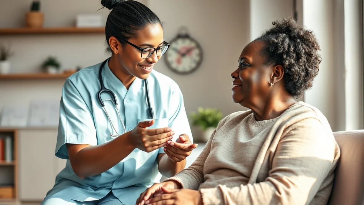 Learner studying caregiving skills in a professional training environment